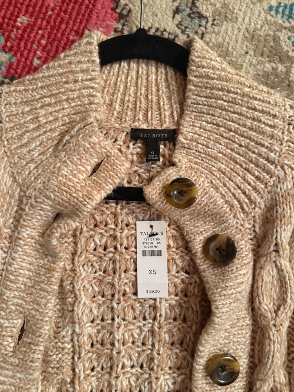 Talbots - Marl Cable Knit Mockneck Cardigan | NWT - Picture 4 of 4